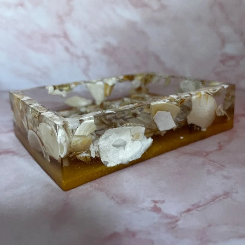 PORTE SAVON COQUILLAGES EN RESINE EPOXY