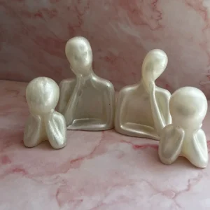 STATUE DE FAMILLE BLANC EN RESINE EPOXY
