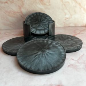 DESSOUS DE VERRE ROND AVEC SOCLE EN RESINE EPOXY