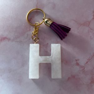 PORTE CLE H BLANC EN RESINE EPOXY