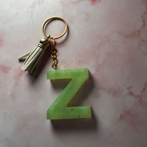 PORTE CLE Z VERT EN RESINE EPOXY
