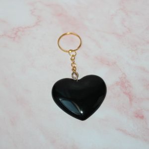Porte clef coeur noir en résine époxy