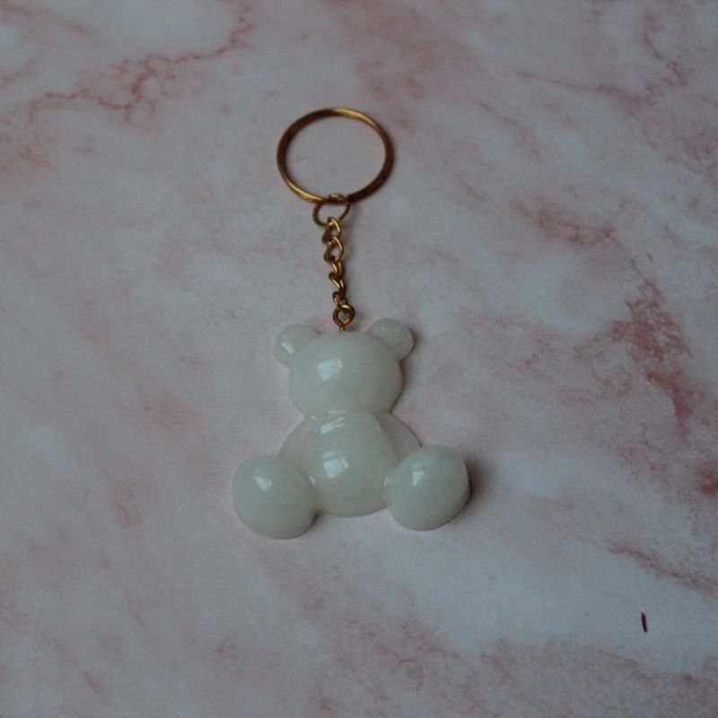Porte clef ours blanc en résine époxy
